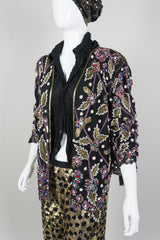 Lillie Rubin Vintage Beaded Leaf Open Jacket