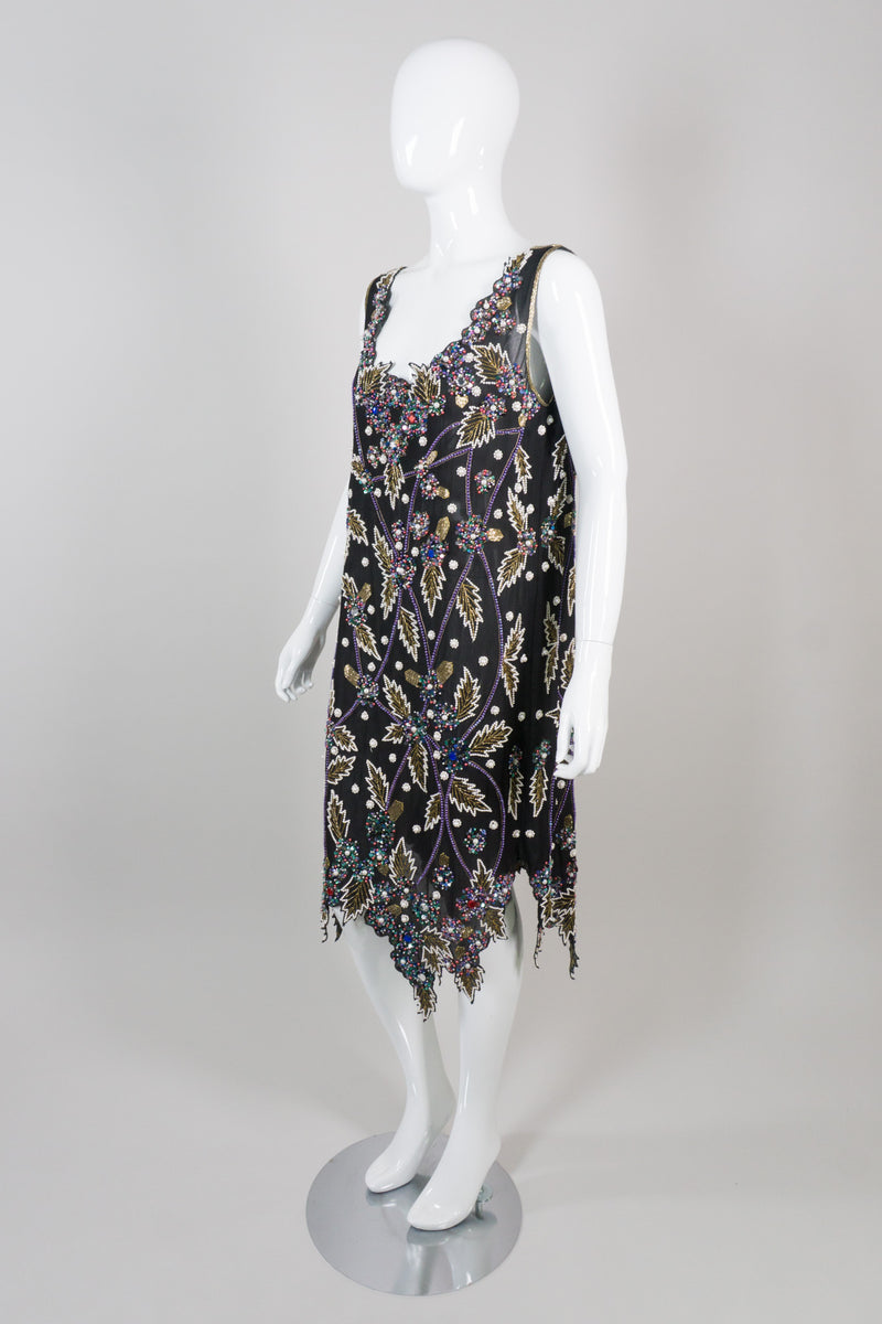 Liilie Rubin Vintage Beaded Leaf Sheath Dress