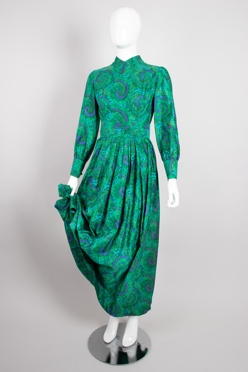 raw silk dress Vintage Raw Silk Swirl Flourish Print Dress – Recess