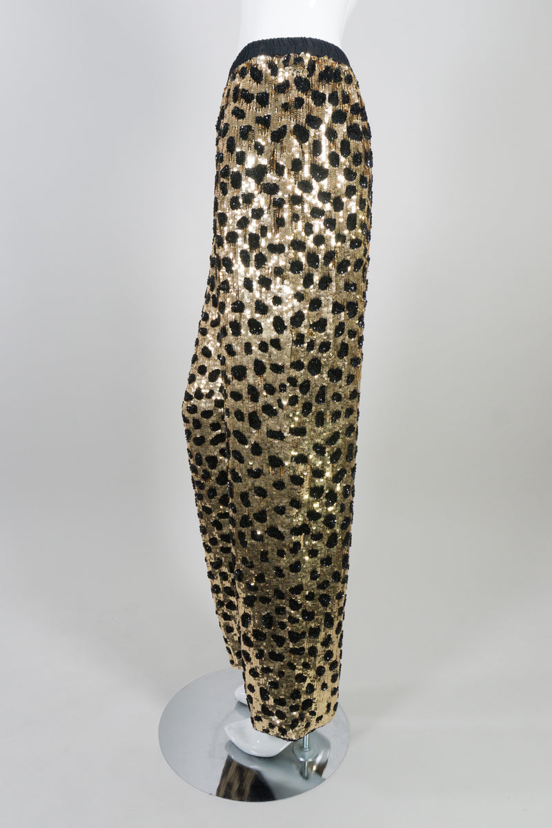 Cassandra Stone Vintage Gold Leopard Animal Sequin Jogger Pant
