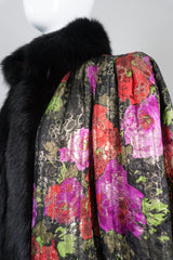 Rety Vintage Quilted Floral Lamé Fur Trim Jacket