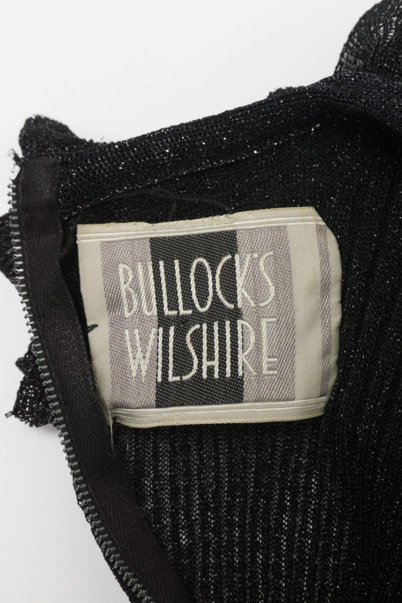 Bullocks Wilshire Vintage Sheer Metallic Rib Knit Dress