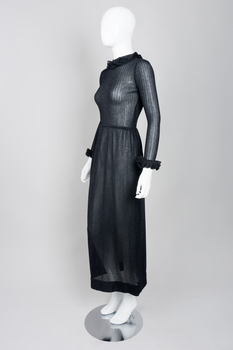 sheer metallic knit dress ASOS DESIGN metallic knit scoop neck sheer maxi dress in bronze