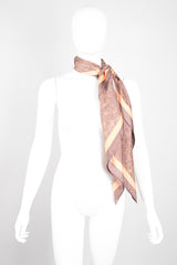 Bill Blass Peachy Sponge Paint Print Silk Scarf