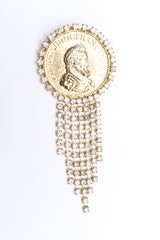 Vintage French Franc Rhinestone Fringe Coin Brooch Pin