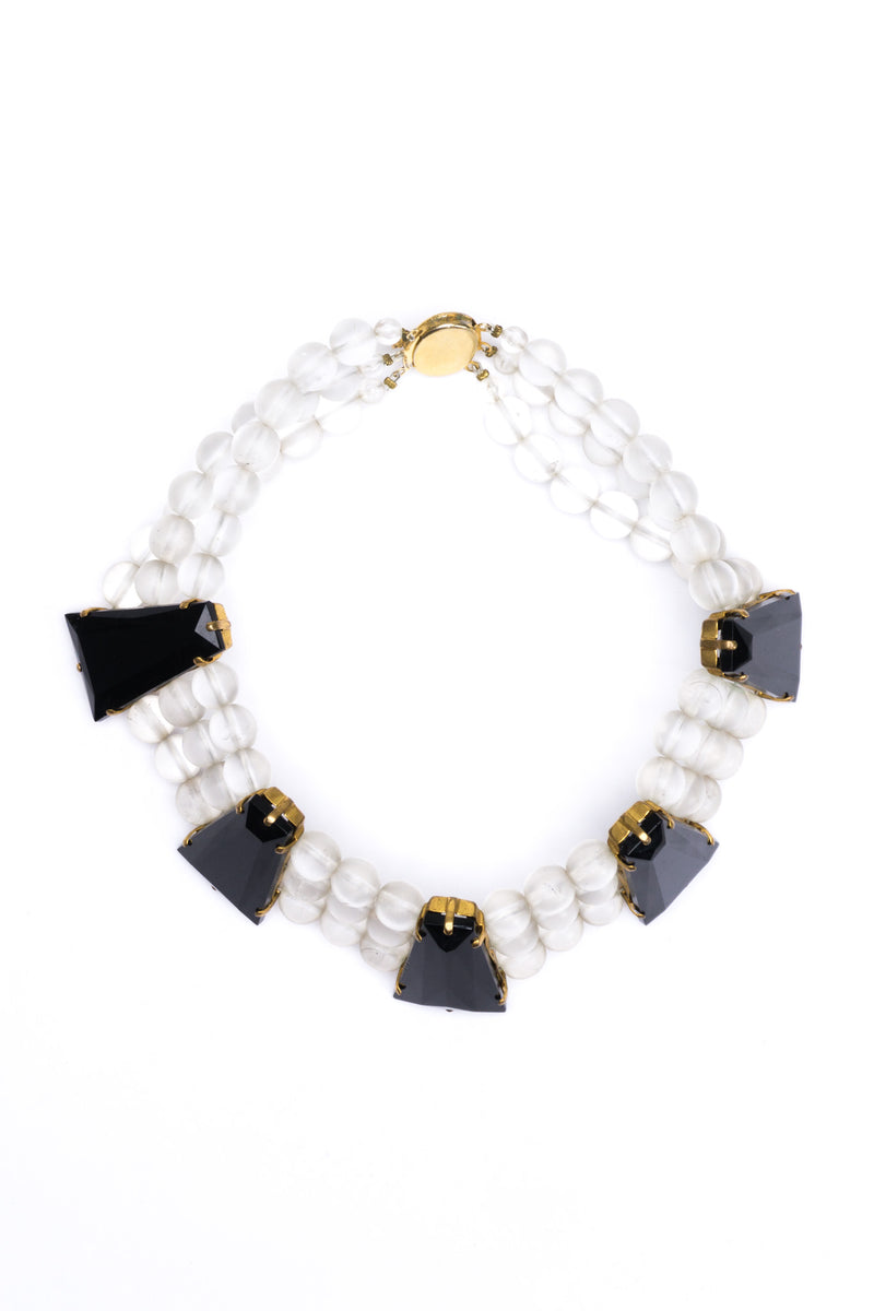 Vintage Frosted Bead and Obsidian Choker