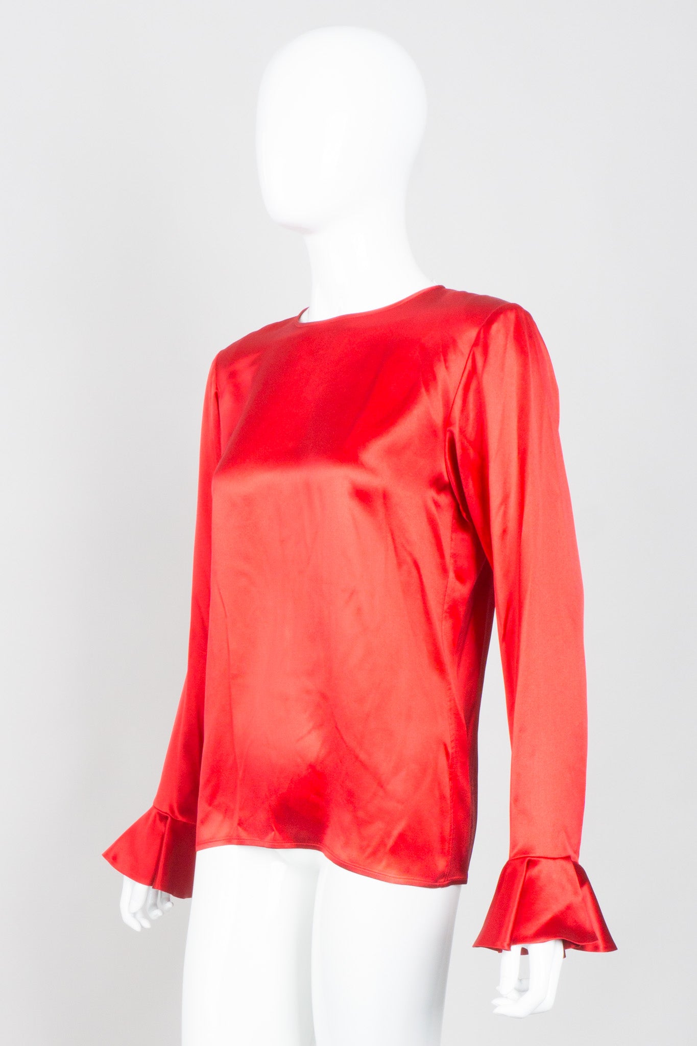 Yves Saint Laurent Rive Gauche Silk Ruffle Cuff Blouse