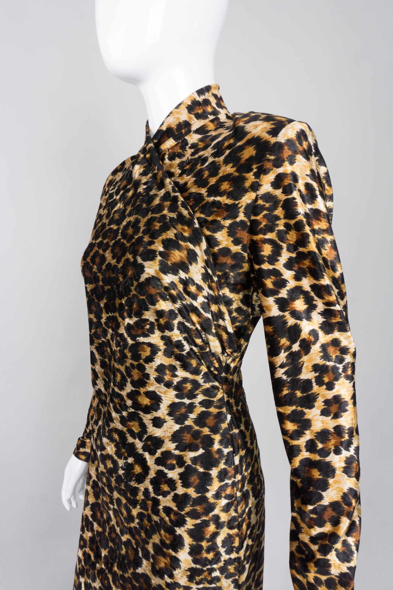 Patrick Kelly Rare Vintage Stretch Velvet Leopard Cocktail Dress