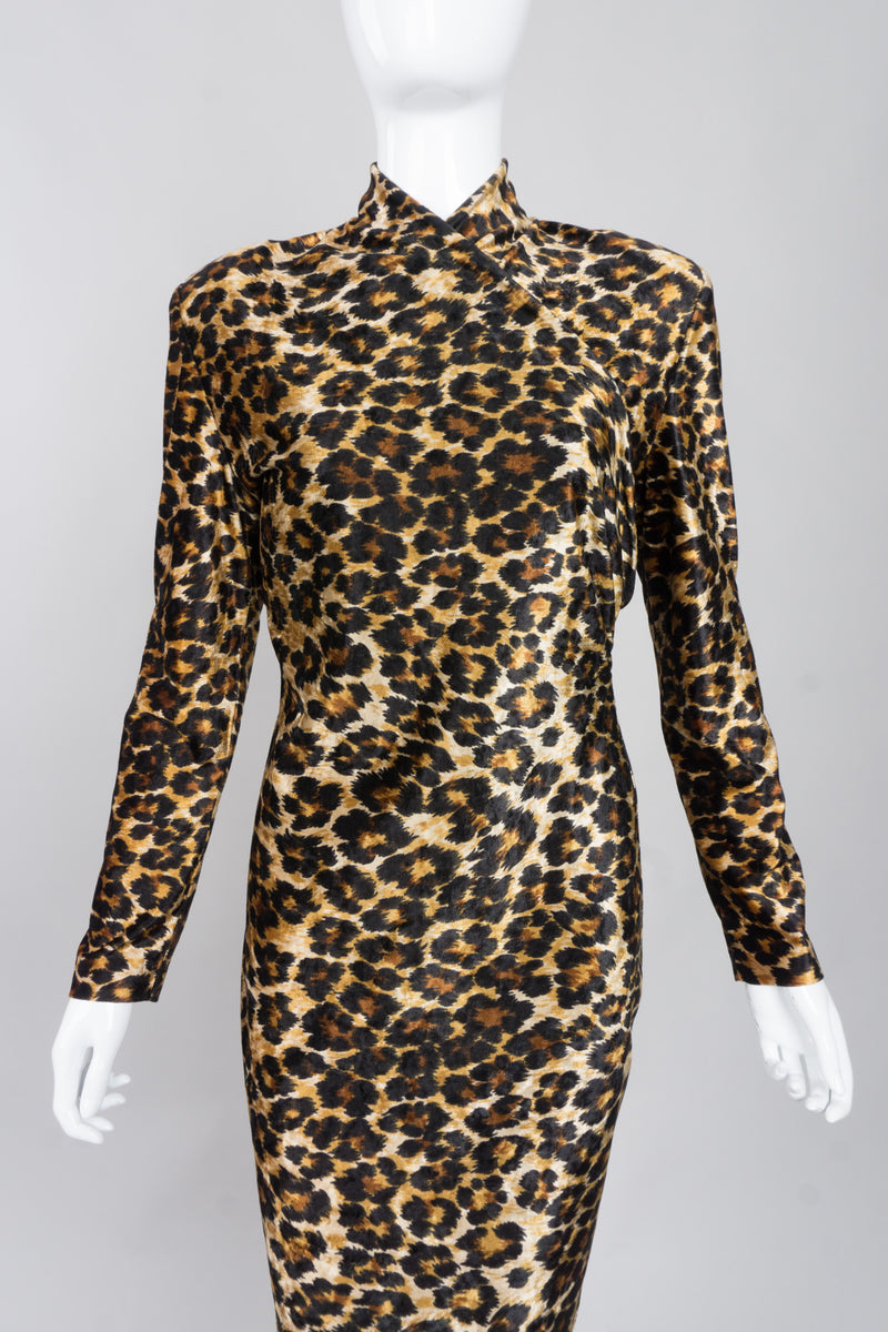 Patrick Kelly Rare Vintage Stretch Velvet Leopard Cocktail Dress