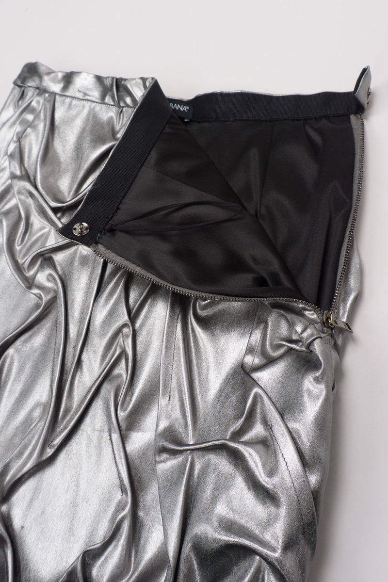 Metallic Pintuck Crinkle Skirt