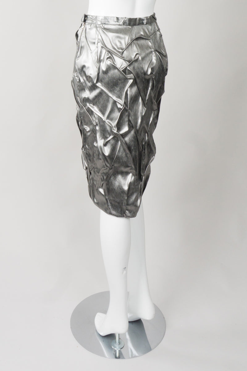 Metallic Pintuck Crinkle Skirt