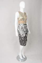 Metallic Pintuck Crinkle Skirt