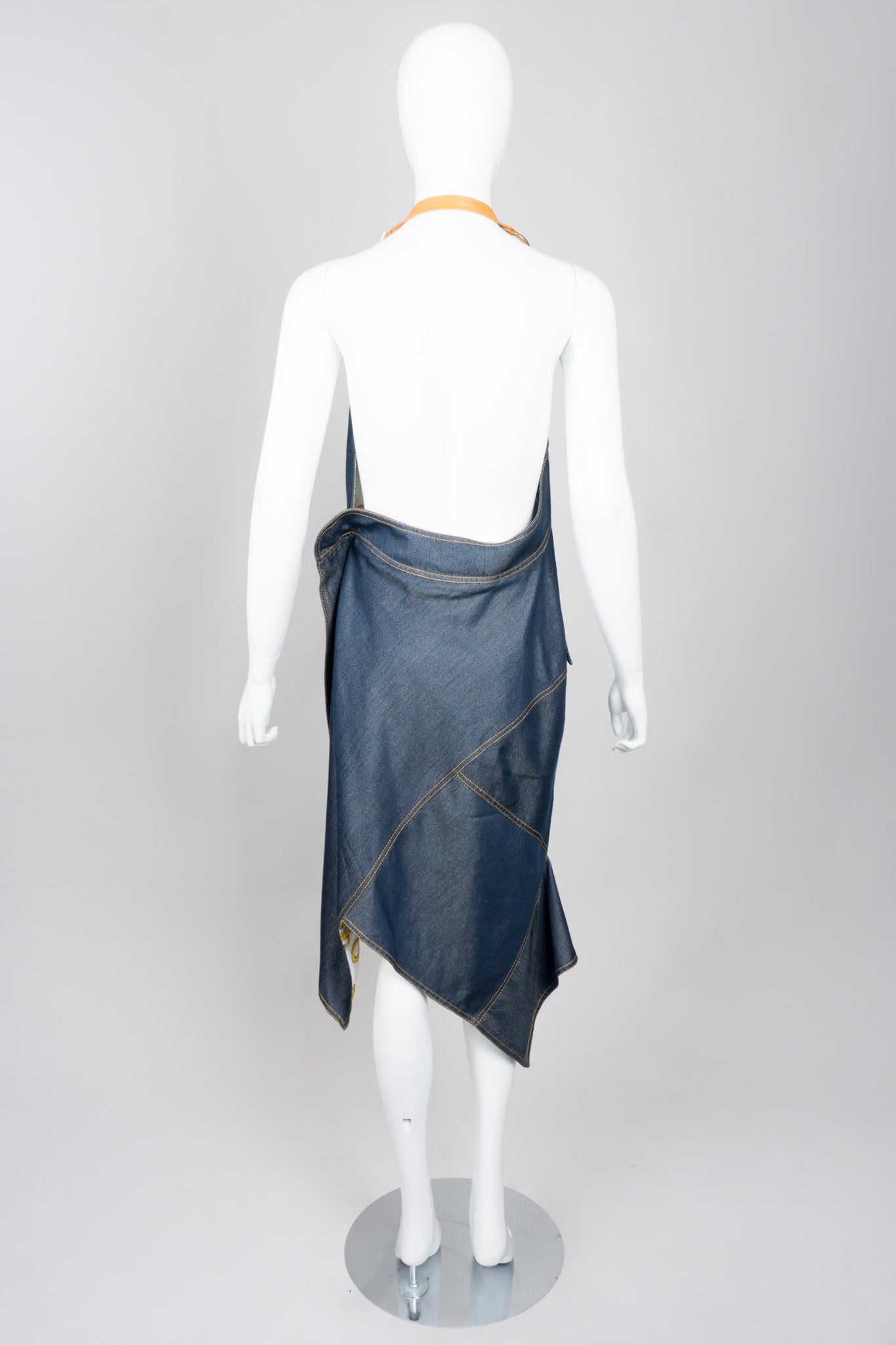 Christian Dior Spring 2000 Asymmetrical Denim Halter Dress