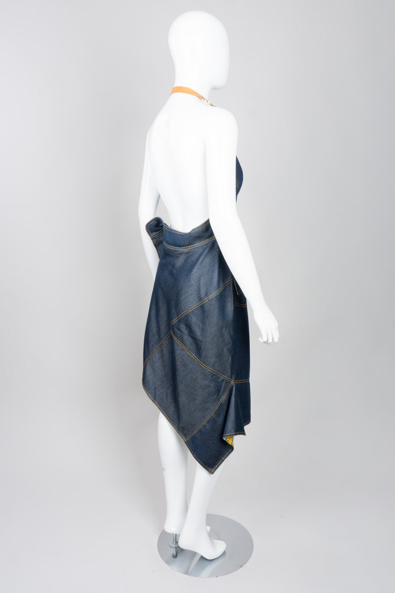 Christian Dior Spring 2000 Asymmetrical Denim Halter Dress