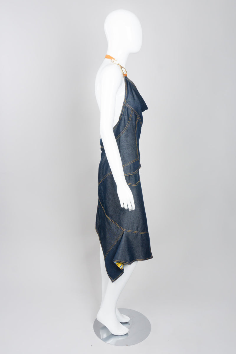 Christian Dior Spring 2000 Asymmetrical Denim Halter Dress