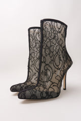 Oscar de la Renta Mesh Lace Stiletto Ankle Boots