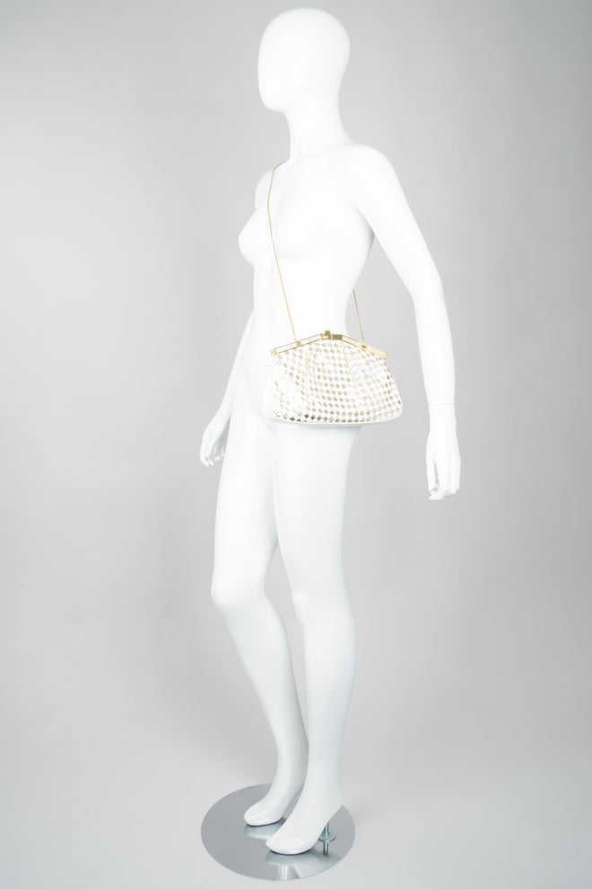 Finesse LaModel Woven Leather Lamé Bottega Veneta Inspired Vintage Bag