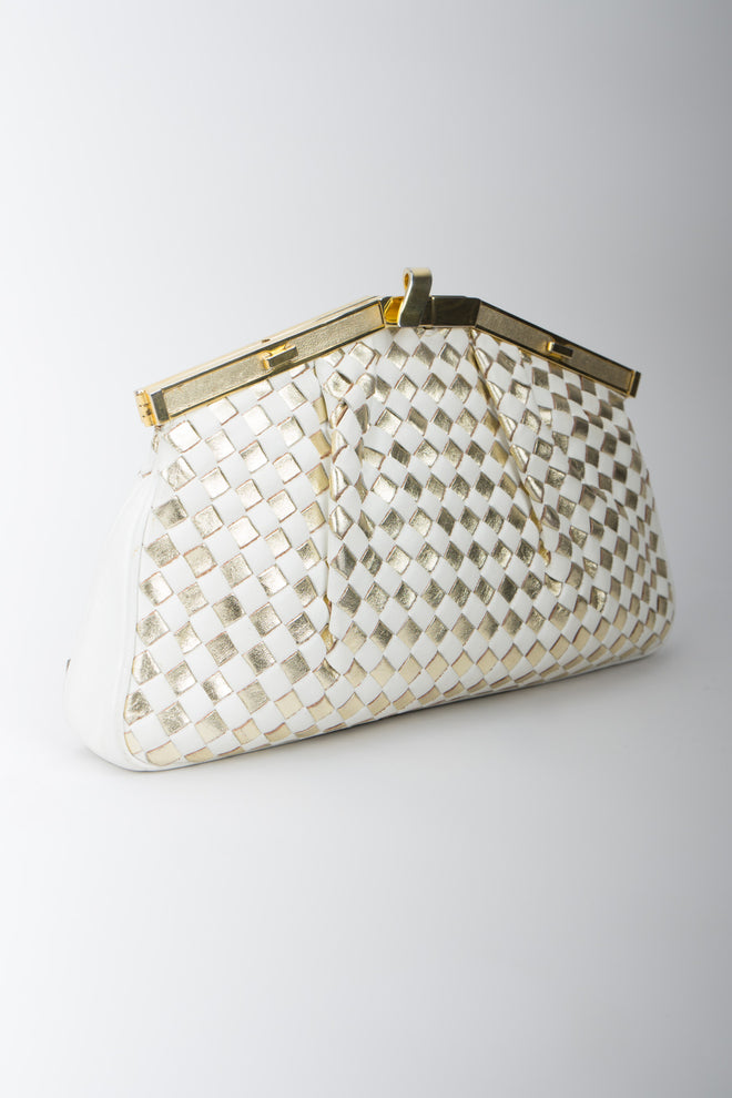 Finesse LaModel Woven Leather Lamé Bottega Veneta Inspired Vintage Bag