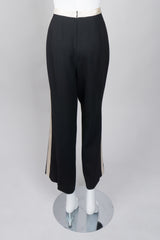 Adolfo Rhinestone Button Wide Leg Tuxedo Pant