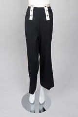 Adolfo Rhinestone Button Wide Leg Tuxedo Pant