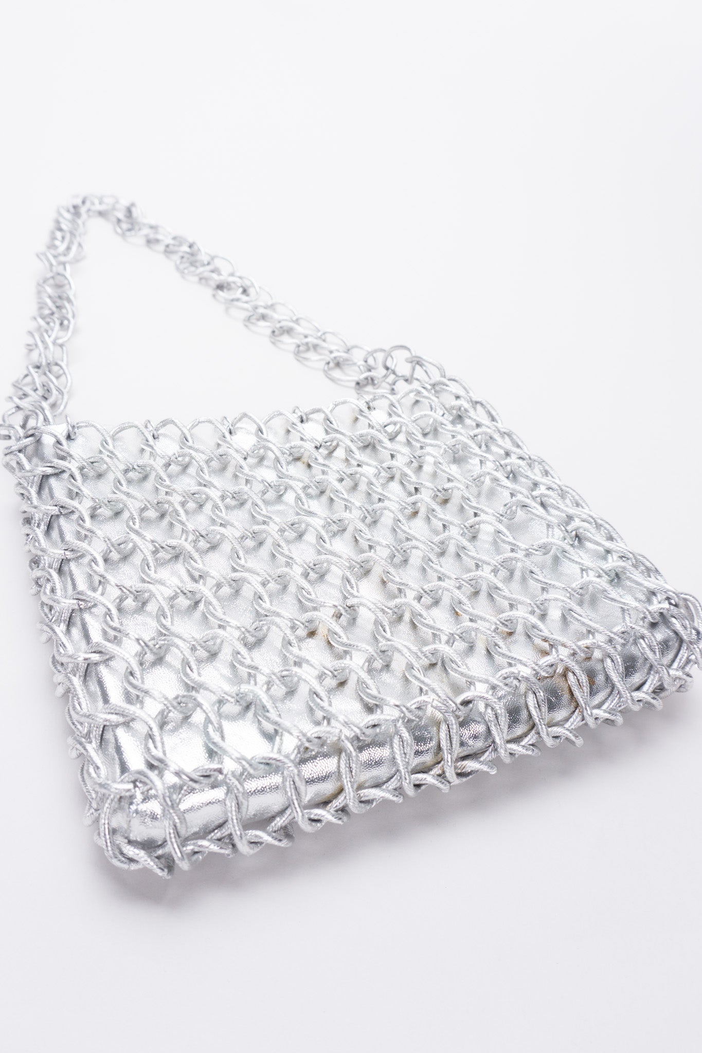 Walborg Silver Metal Link Bag Inspired by Paco Rabanne