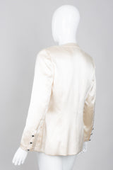 Adolfo Silk Satin Tuxedo Chanel Jacket Camellia