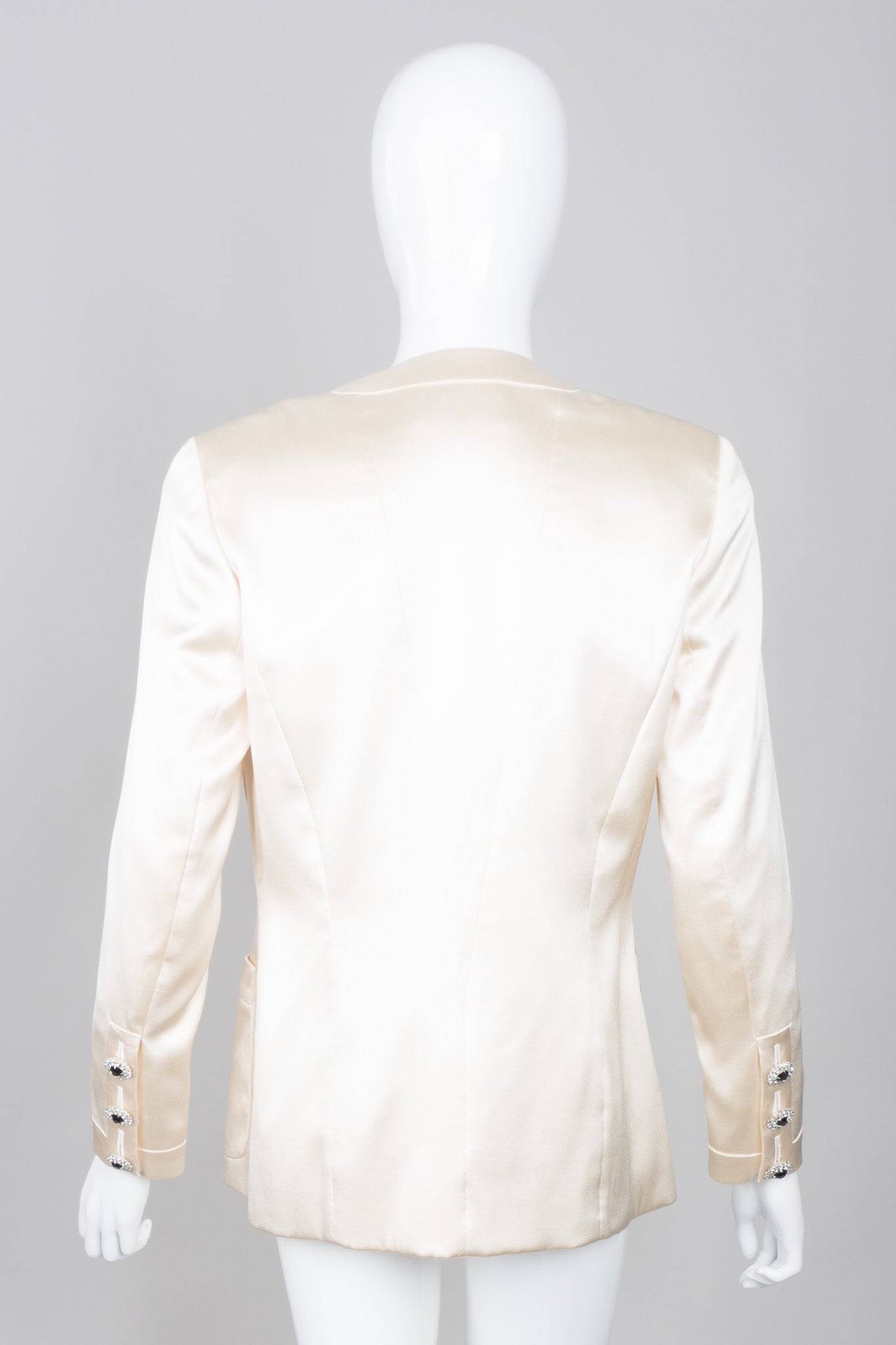 Adolfo Silk Satin Tuxedo Chanel Jacket Camellia