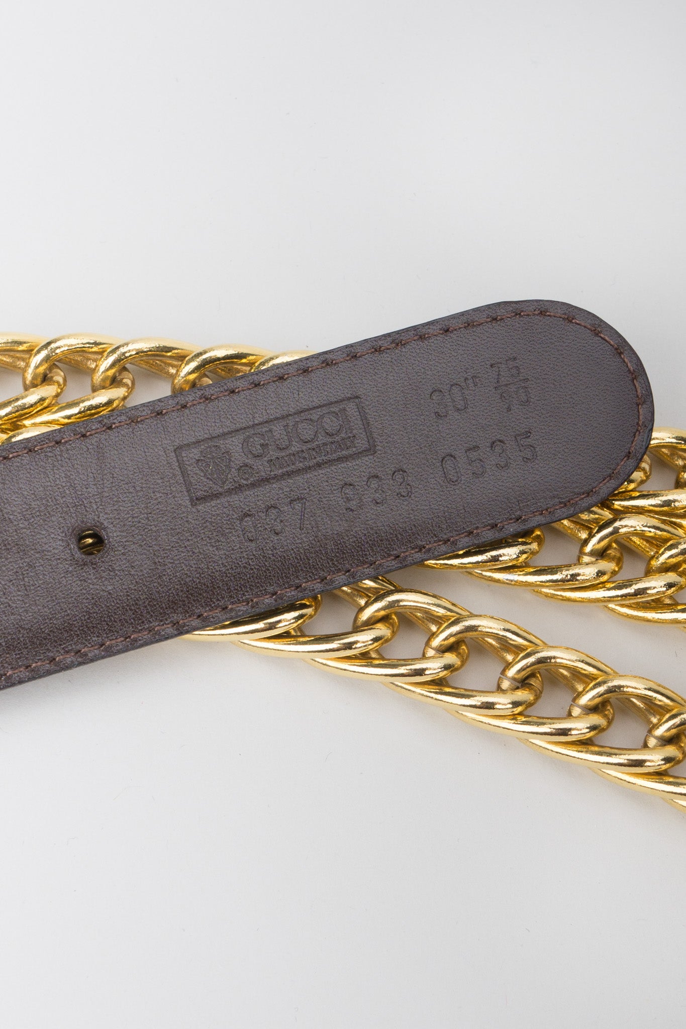 Gucci Triple Chain Leather Buckle Belt