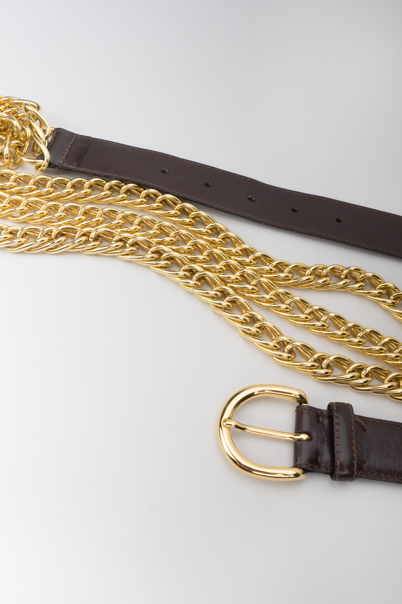 Gucci Triple Chain Leather Buckle Belt