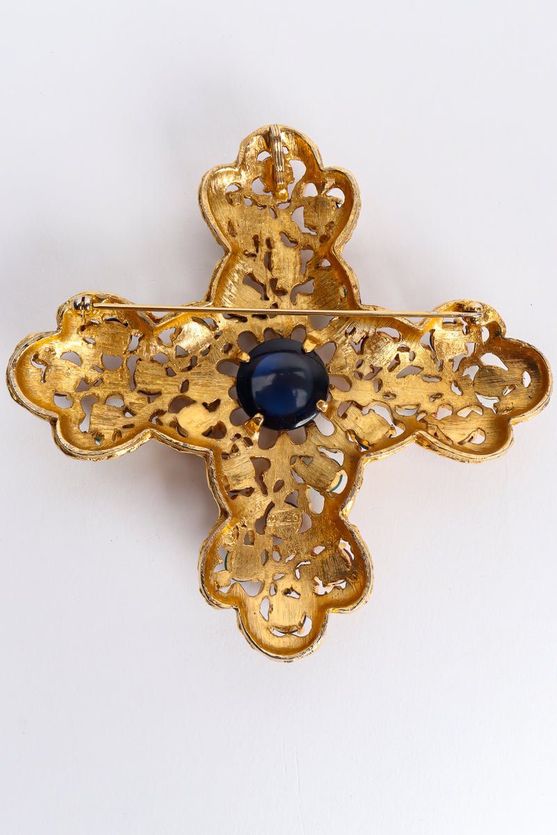 Vintage Jomaz Jeweled Cross Brooch Pendant back @ Recess LA