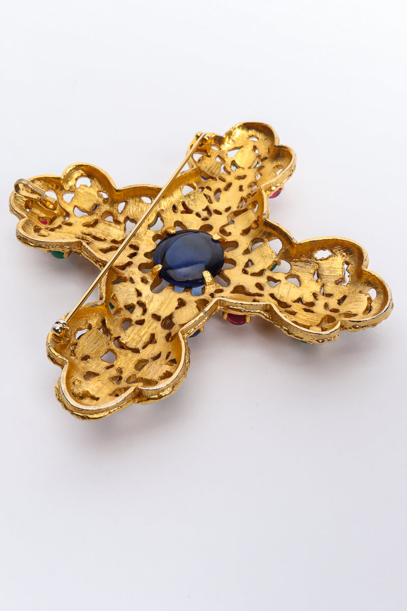 Vintage Jomaz Jeweled Cross Brooch Pendant back @ Recess LA
