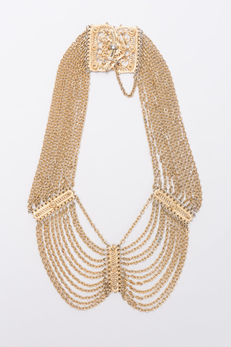 Vintage Etruscan Filigree Chain Collar Necklace