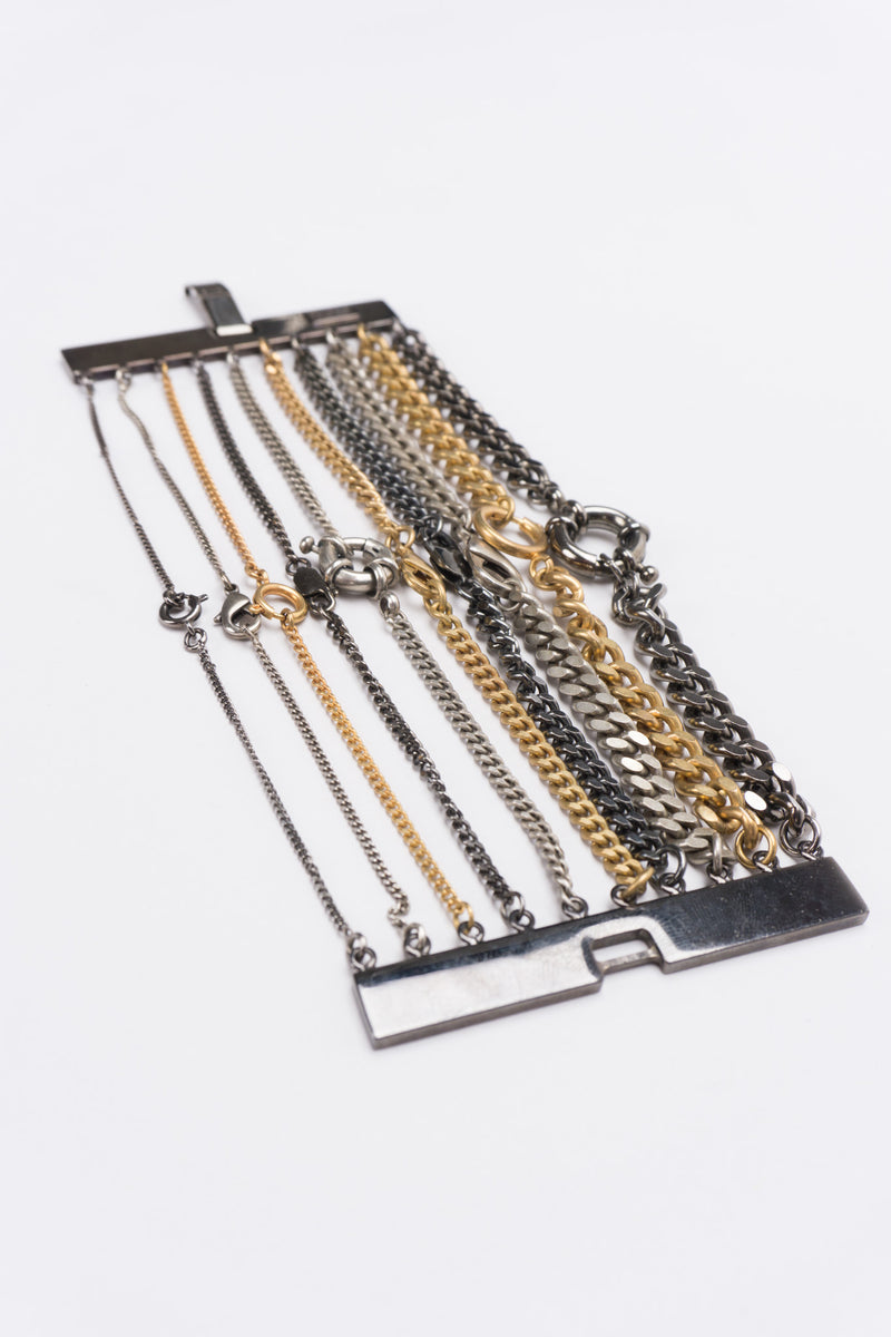 Jean Paul Gaultier Ring Clasp Multi Chain Cuff Bracelet