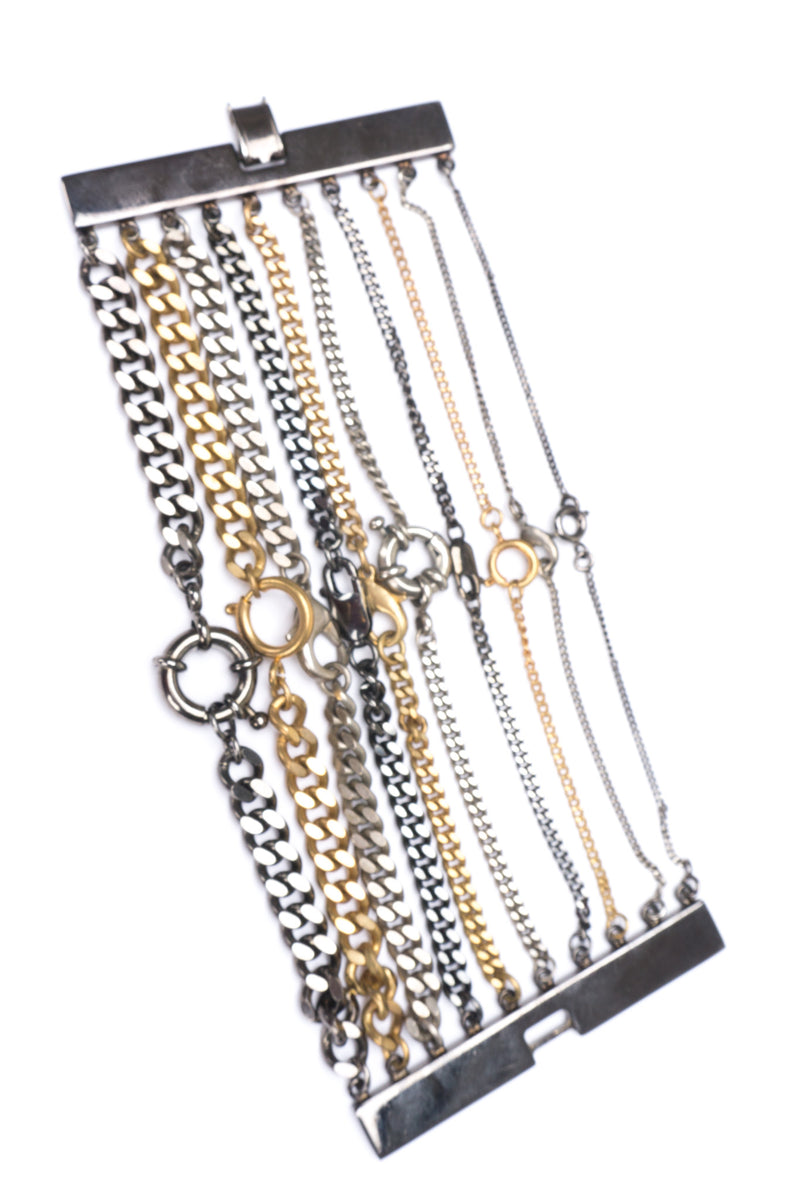 Ring Clasp Multi Chain Cuff Bracelet