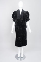 Gianni Versace Long Velvet Scribble Doodle Coat