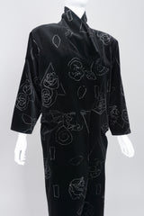 Gianni Versace Long Velvet Scribble Doodle Coat