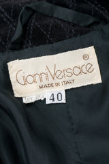 Gianni Versace Long Velvet Scribble Doodle Coat