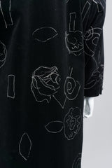 Gianni Versace Long Velvet Scribble Doodle Coat