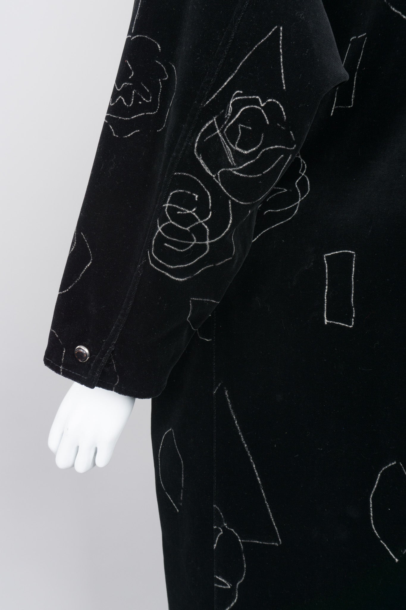 Gianni Versace Long Velvet Scribble Doodle Coat