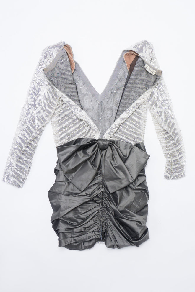 Fe Zandi Beaded Ruched Bow Back Mini Dress