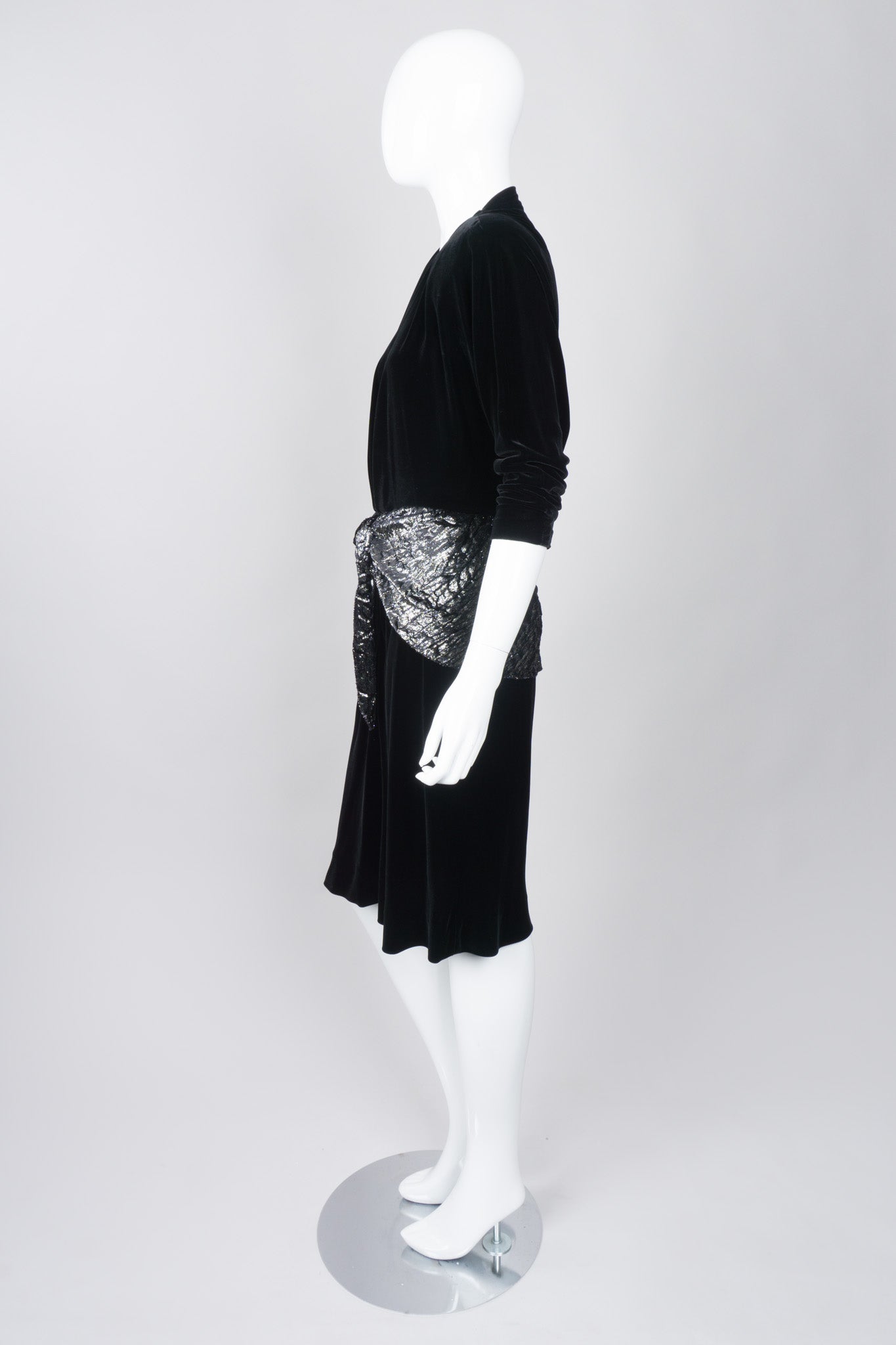 Jackie Rogers Velvet Lamé Peplum Dress