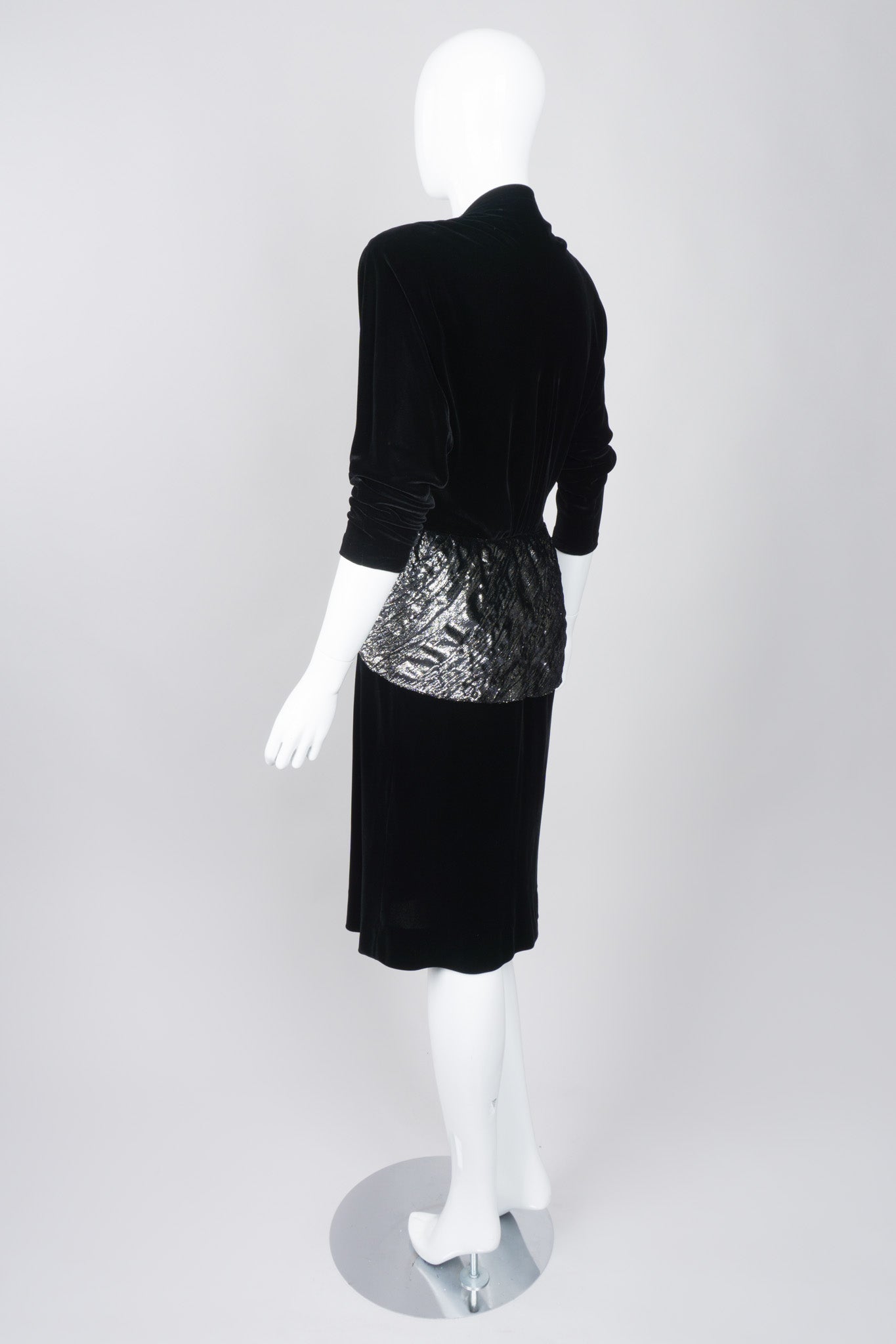 Jackie Rogers Velvet Lamé Peplum Dress