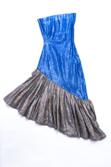 Los Malerbas Santa Monica Asymmetrical Lamé Metallic Mermaid Ruffle Dress