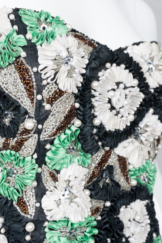 Naeem Khan Riazee Beaded Ribbon Flower Harem Dress