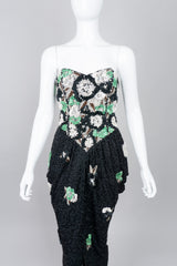 Naeem Khan Riazee Beaded Ribbon Flower Harem Dress