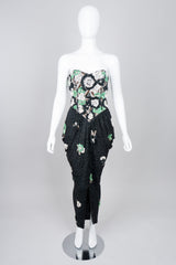 Naeem Khan Riazee Beaded Ribbon Flower Harem Dress