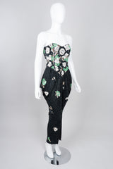 Naeem Khan Riazee Beaded Ribbon Flower Harem Dress