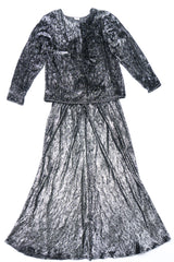 Geoffrey Beene Metallic Velvet Lamé Top and Skirt Set