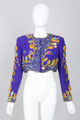 Victoria Royal Embellished Sequin Beaded Crop Matador Jacket