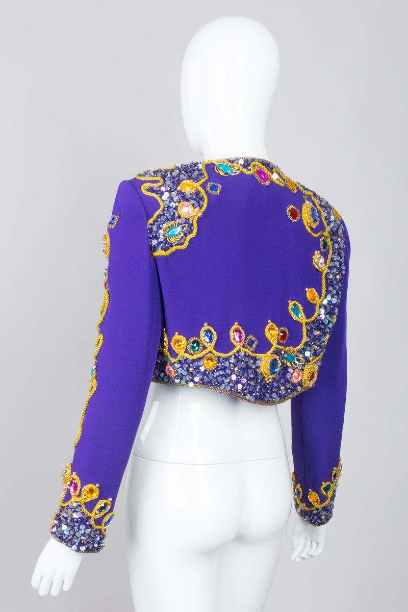 Victoria Royal Embellished Sequin Beaded Crop Matador Jacket